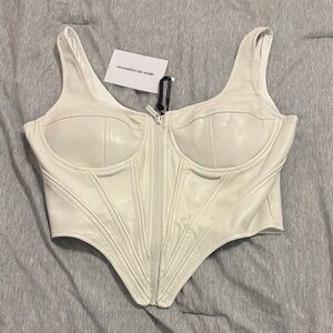 Maniere De Voir White Corset Tank Top